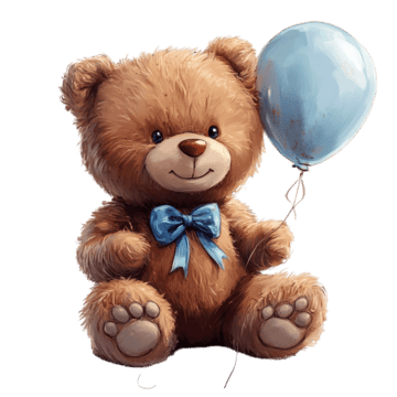 Teddy bear holding a balloon